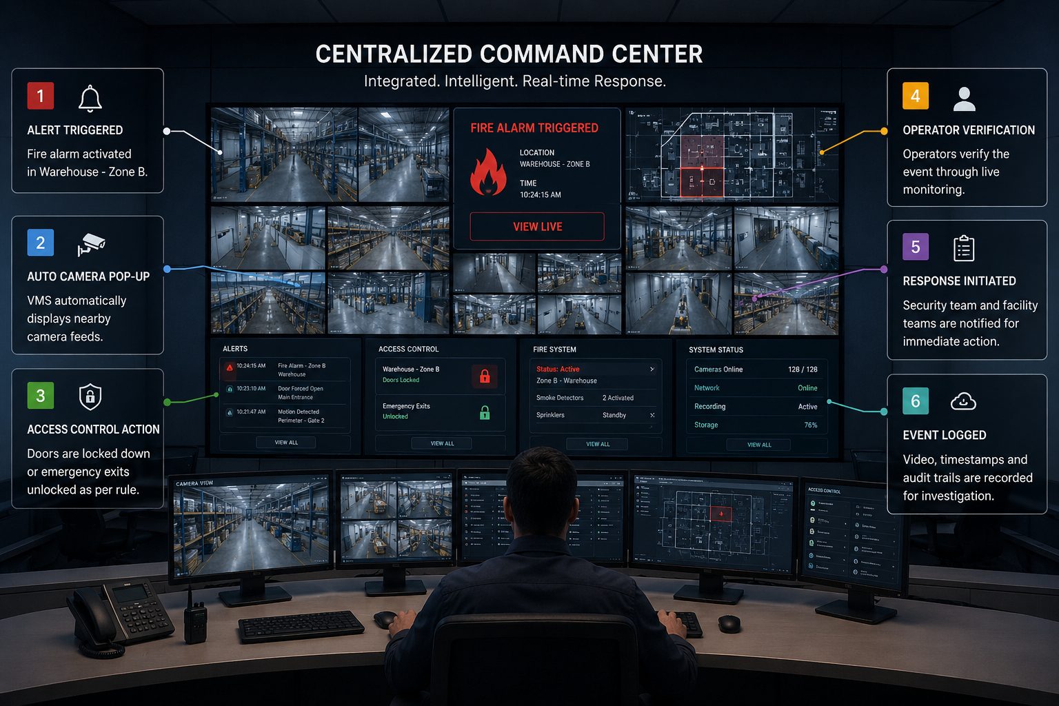 Security command center with centralized monitoring