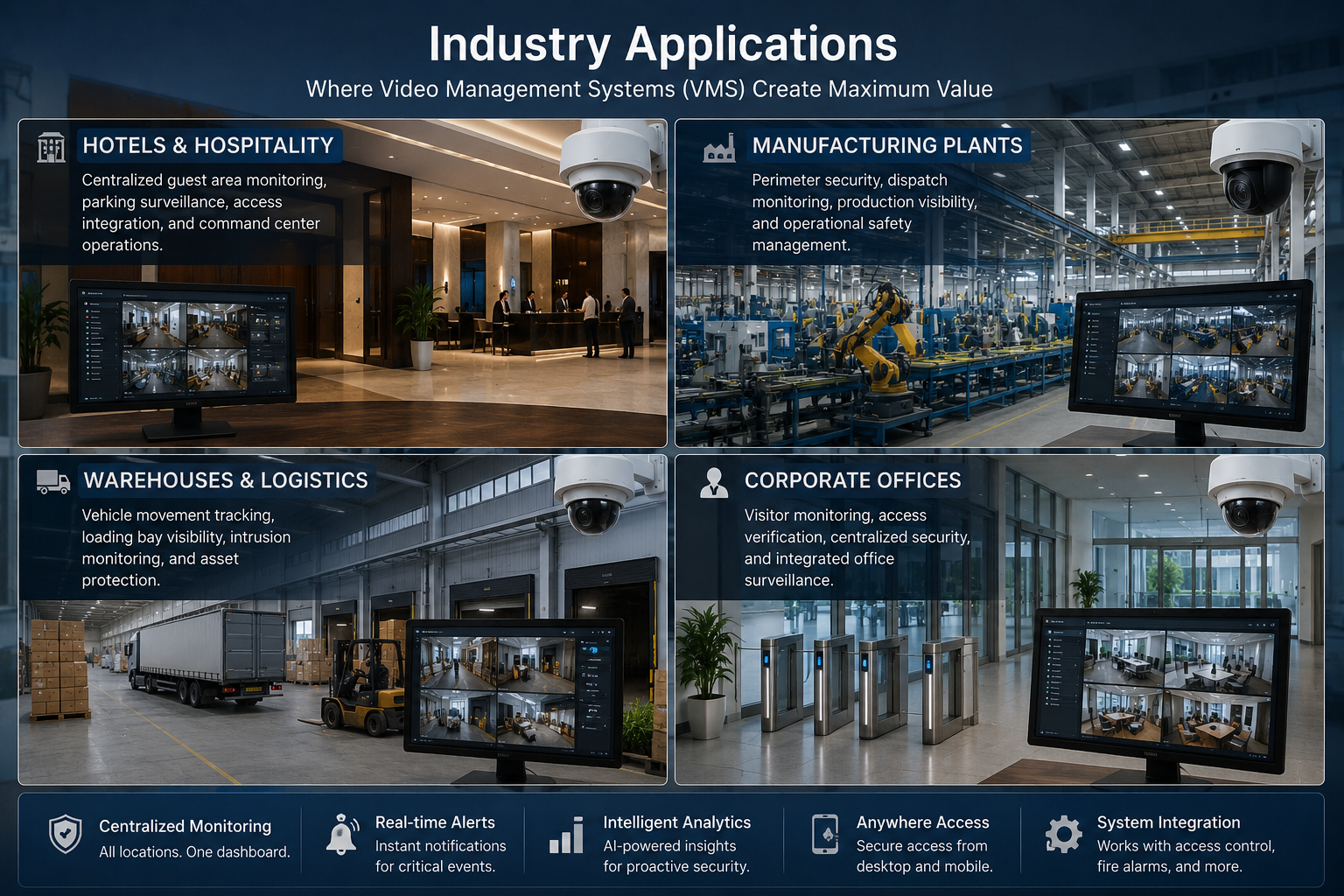 Commercial building infrastructure and enterprise surveillance